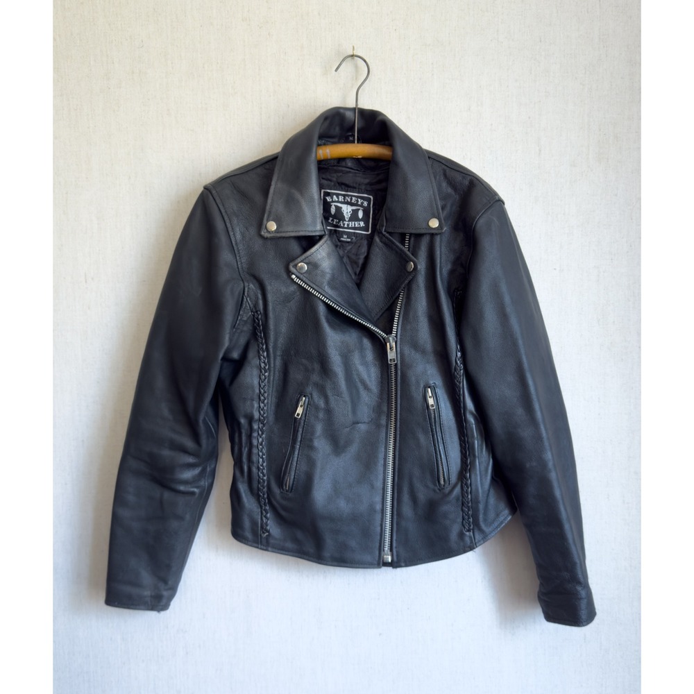 Barneys vtg black leather biker jacket‎ coat size M